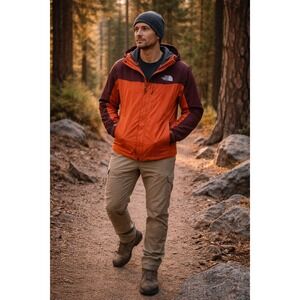 The North Face Mens HyVent Jacket Size XL Orange Hiking Gorpcore Technical Gear